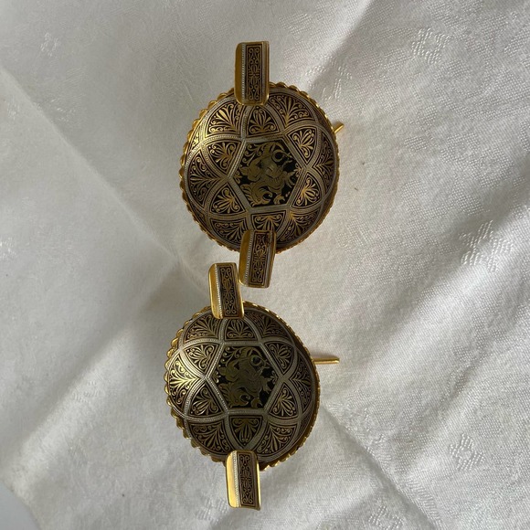 2 Vintage Ashtrays Ash Trays Dragon Warrior Samurai Gold Silver Black - Picture 4 of 9